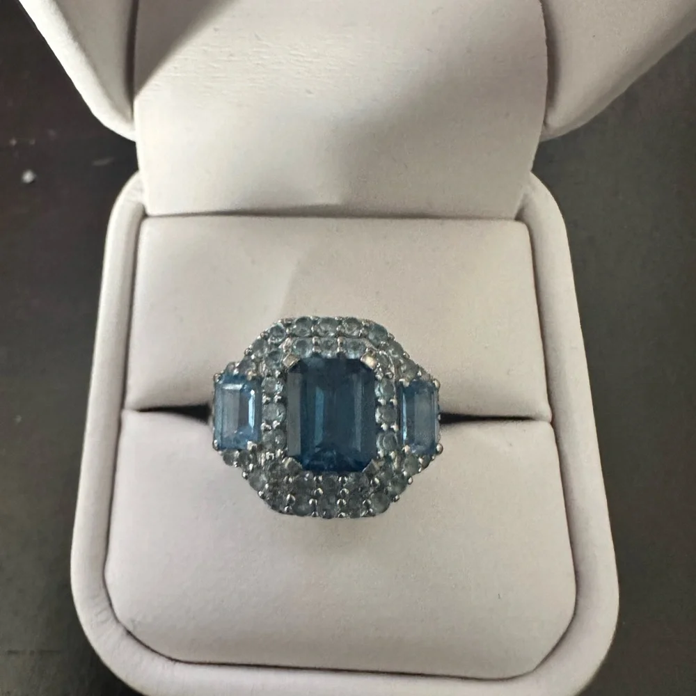Elegant Aquamarine‎ Gemstone Sterling Silver Ring